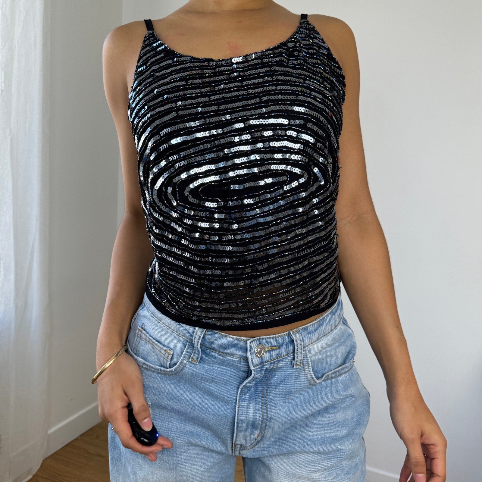 Vintage Italian Sequin Backless Top (M)
