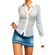 Bebe Sheer Lacy Blouse (XS)