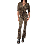 90s Leopard Velvet Two-Piece Set (S)