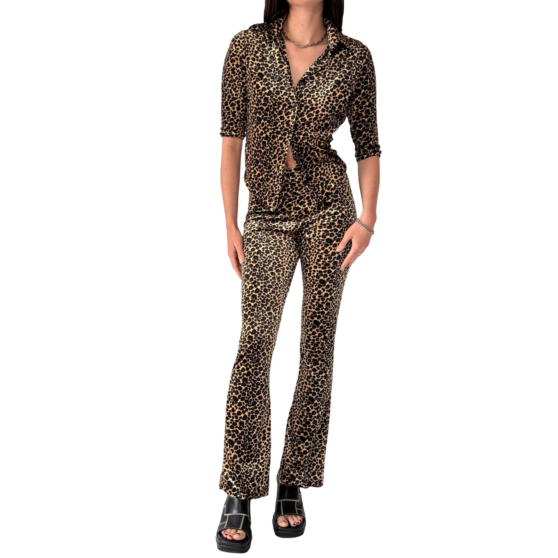 90s Leopard Velvet Two-Piece Set (S)