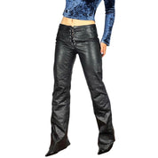 90s Lace Up Leather Flares (M)