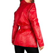 90s Cherry Red Genuine Leather Jacket (M)