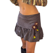 Vintage Italian Mini Skirt with Beaded Flower Detail (S)