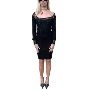 Vintage Save the Queen! Black Lace Midi Dress (S)