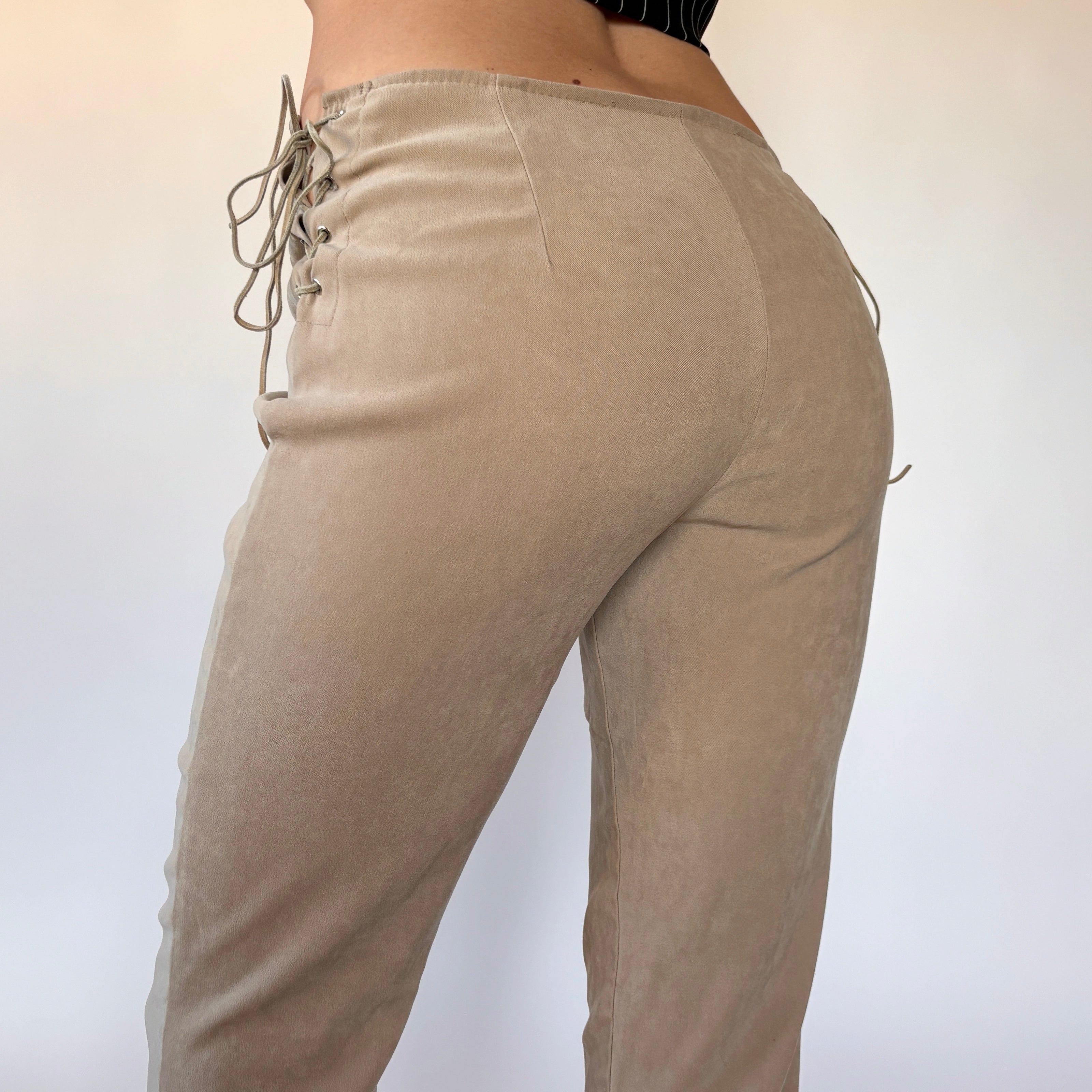 Y2K Nude Lace Up Pants (S)
