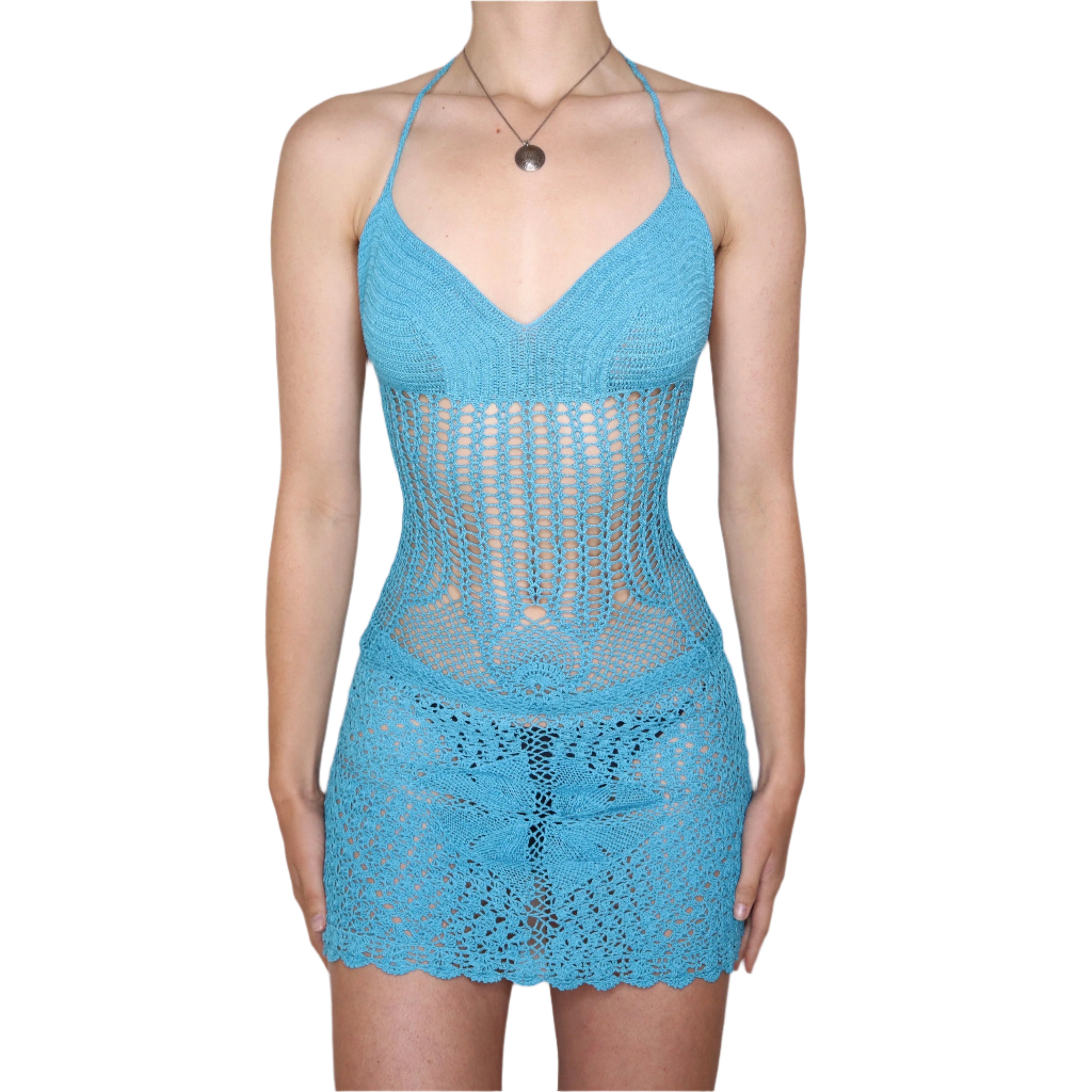 Y2K Blue Crochet Matching Set (S/M)