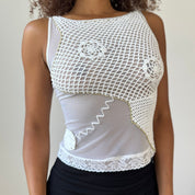 Vintage Italian Mesh & Crochet Patchwork Tank (XS/S)