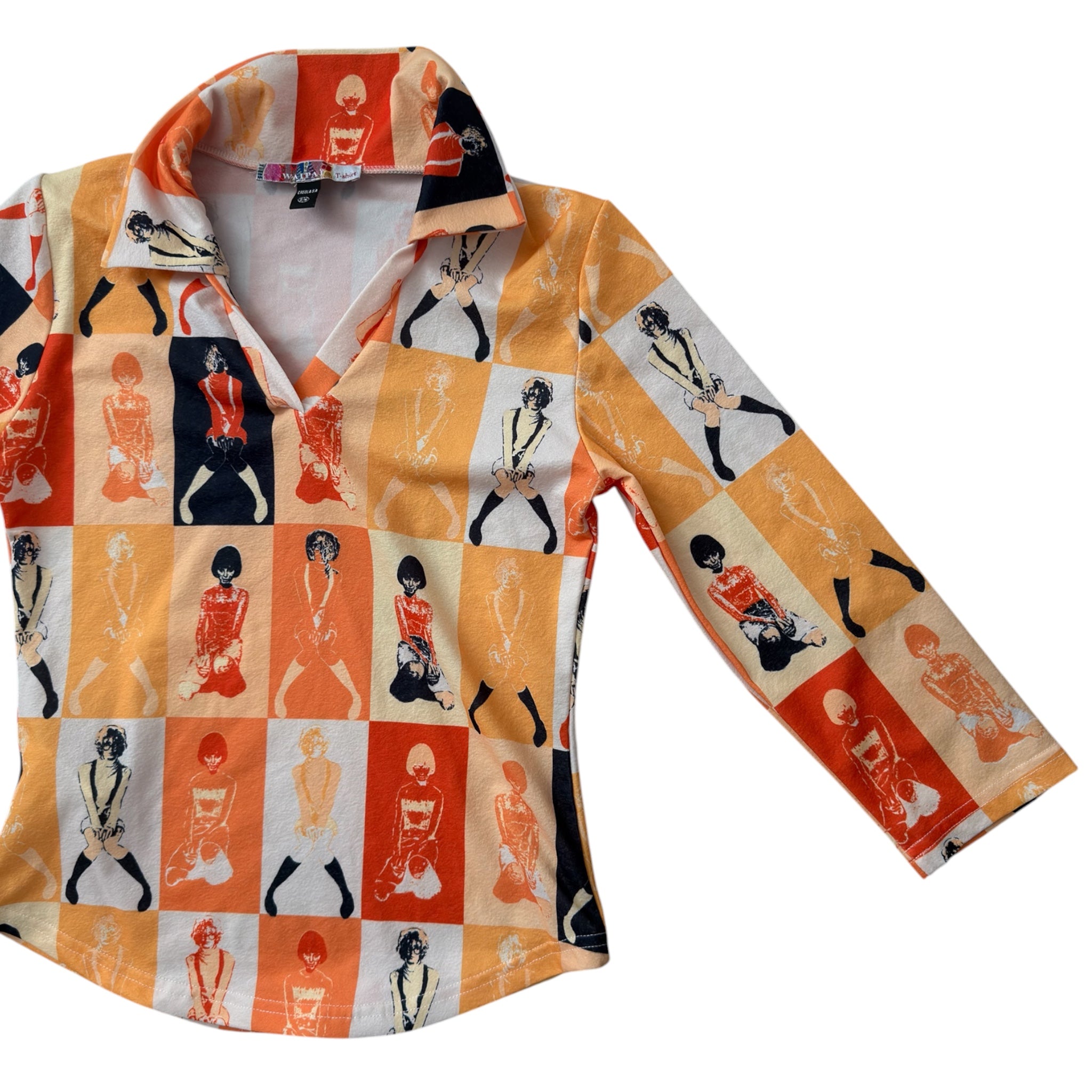 70s mod AOP girl blouse (S)