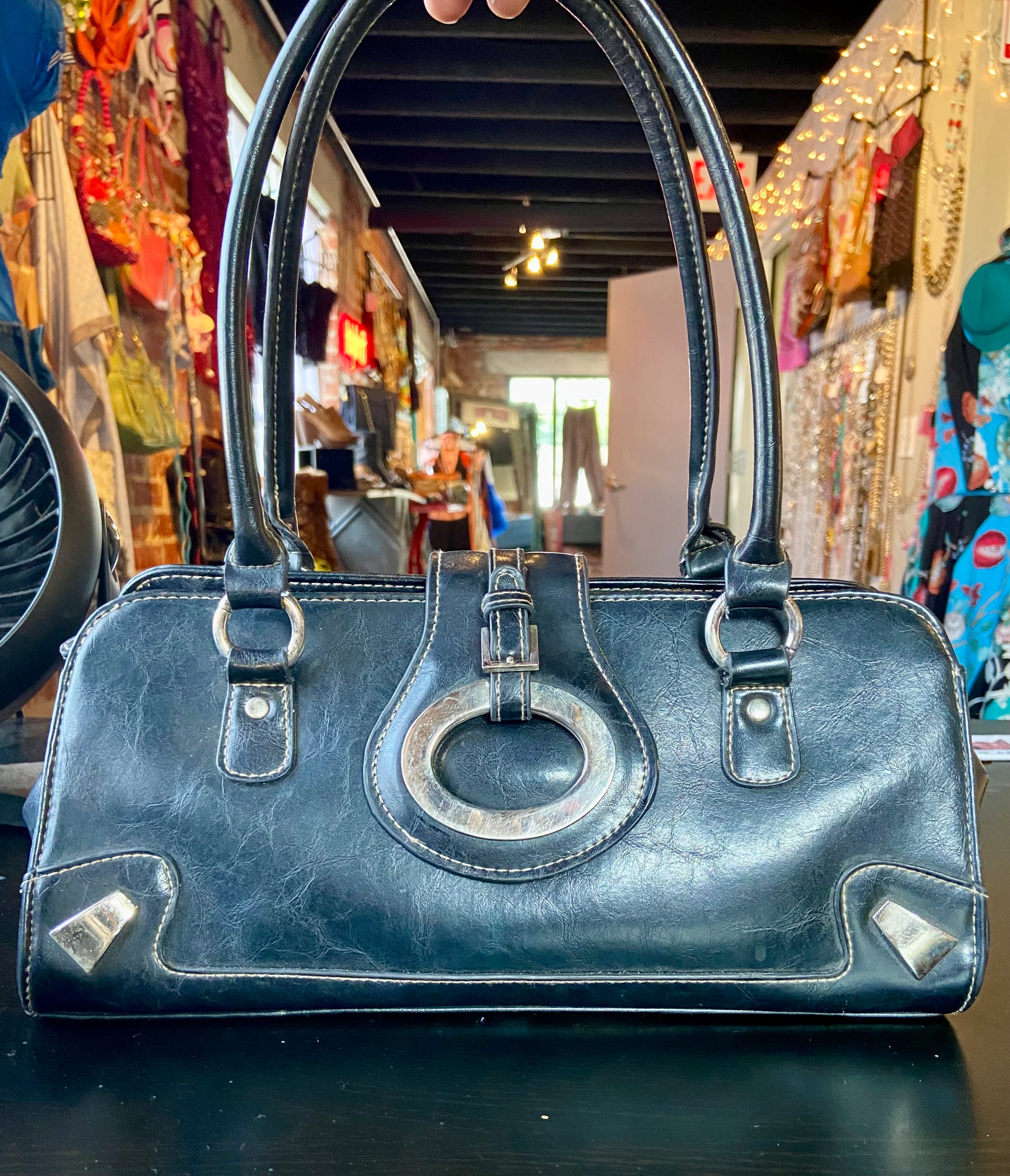 Black Leather Shoulder Bag