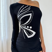 Vintage Italian One-Shoulder Blouse (S/M)