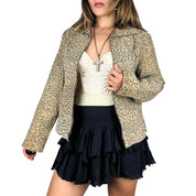 Genuine Leather Suede Leopard Jacket (L)