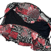 French Y2K Animal Print Mesh Ruffle Cutout Cami (M)