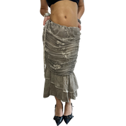 Vintage Romantic Sheer Ruffle Italian Skirt 2 in 1 Dress (S)