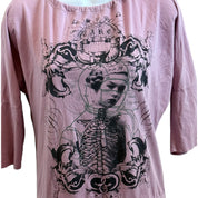 Y2k archival drifter pink graphic tunic shirt (S)