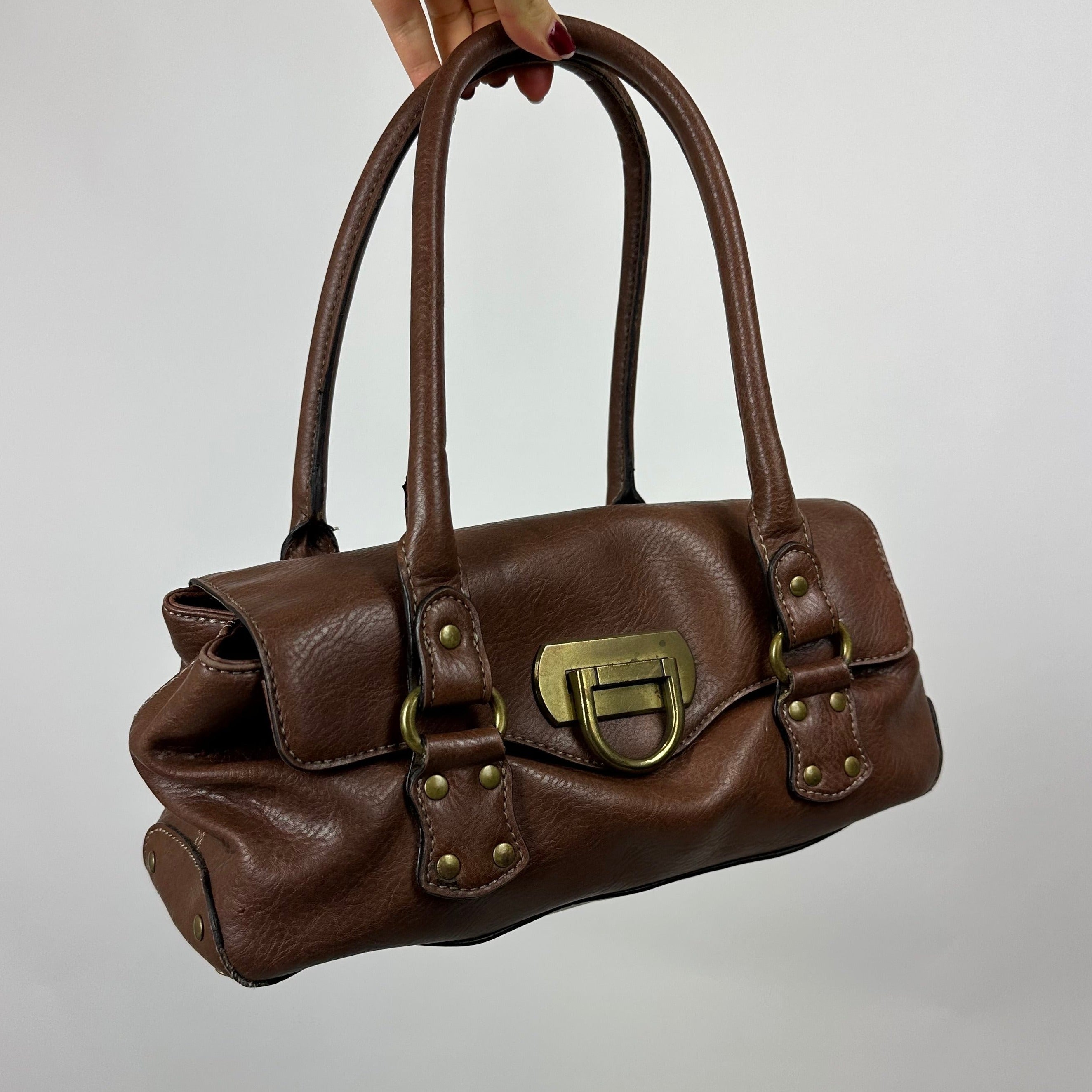Vintage Latte Faux Leather Bag