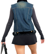 Denim & Rabbit Fur Vest (S/M)