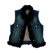 Denim & Rabbit Fur Vest (S/M)