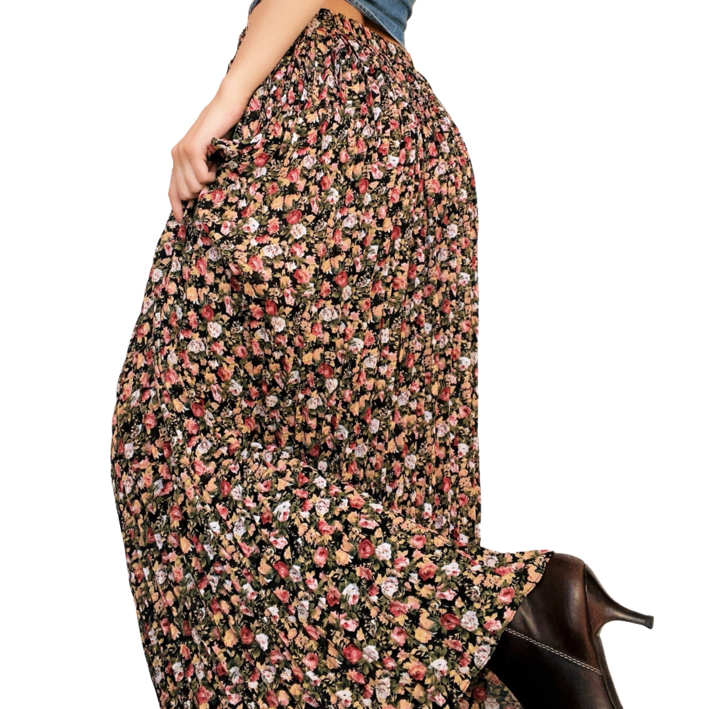 Vintage Floral Maxi Skirt (XS/S)