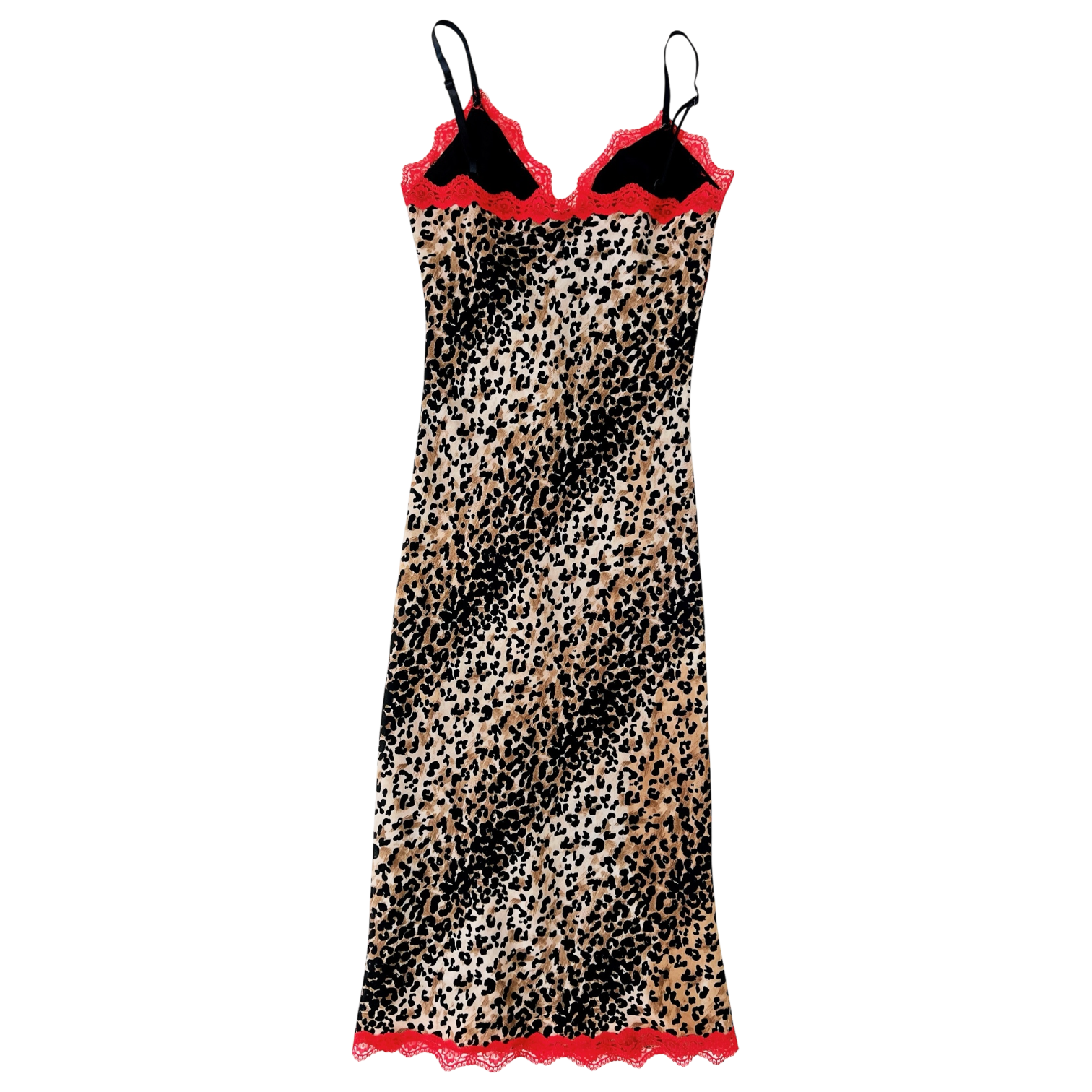 90s Lacy Leopard Print Dress (S)