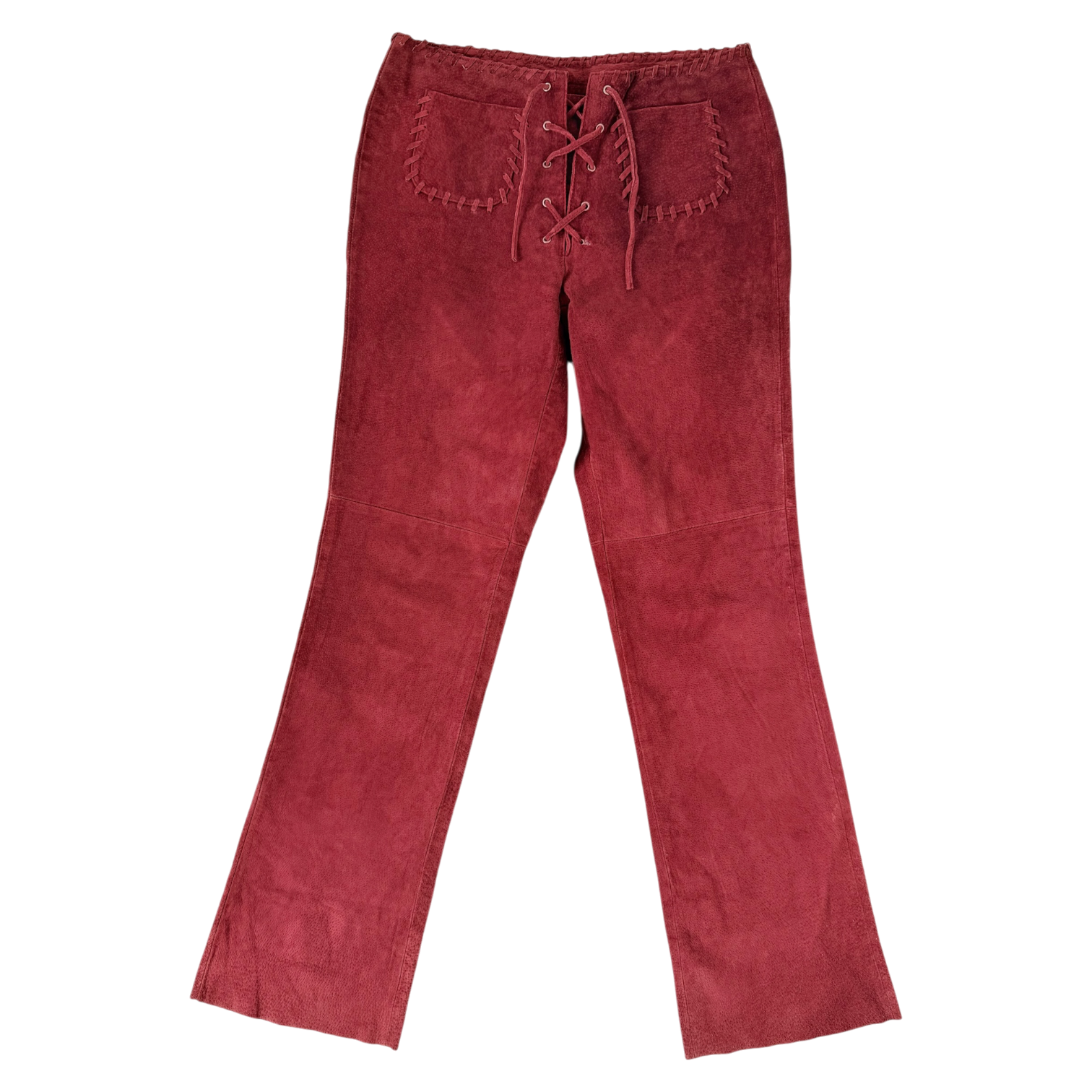 Brick Red Suede Leather Pants (XS)