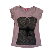 Early 2000s Rhinestone Corset Tee (S/M)