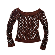 Vintage Chocolate Brown Fishnet Top (XS/S)