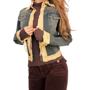 Vakko Suede Trim Denim Jacket (S)