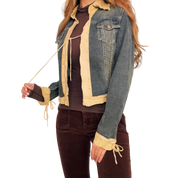 Vakko Suede Trim Denim Jacket (S)