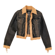 Vakko Suede Trim Denim Jacket (S)