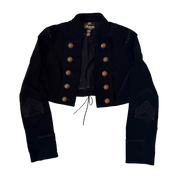 Black Velvet Cropped Military Jacket (S)