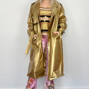 Vintage Metallic Vinyl Trench Coat (L)