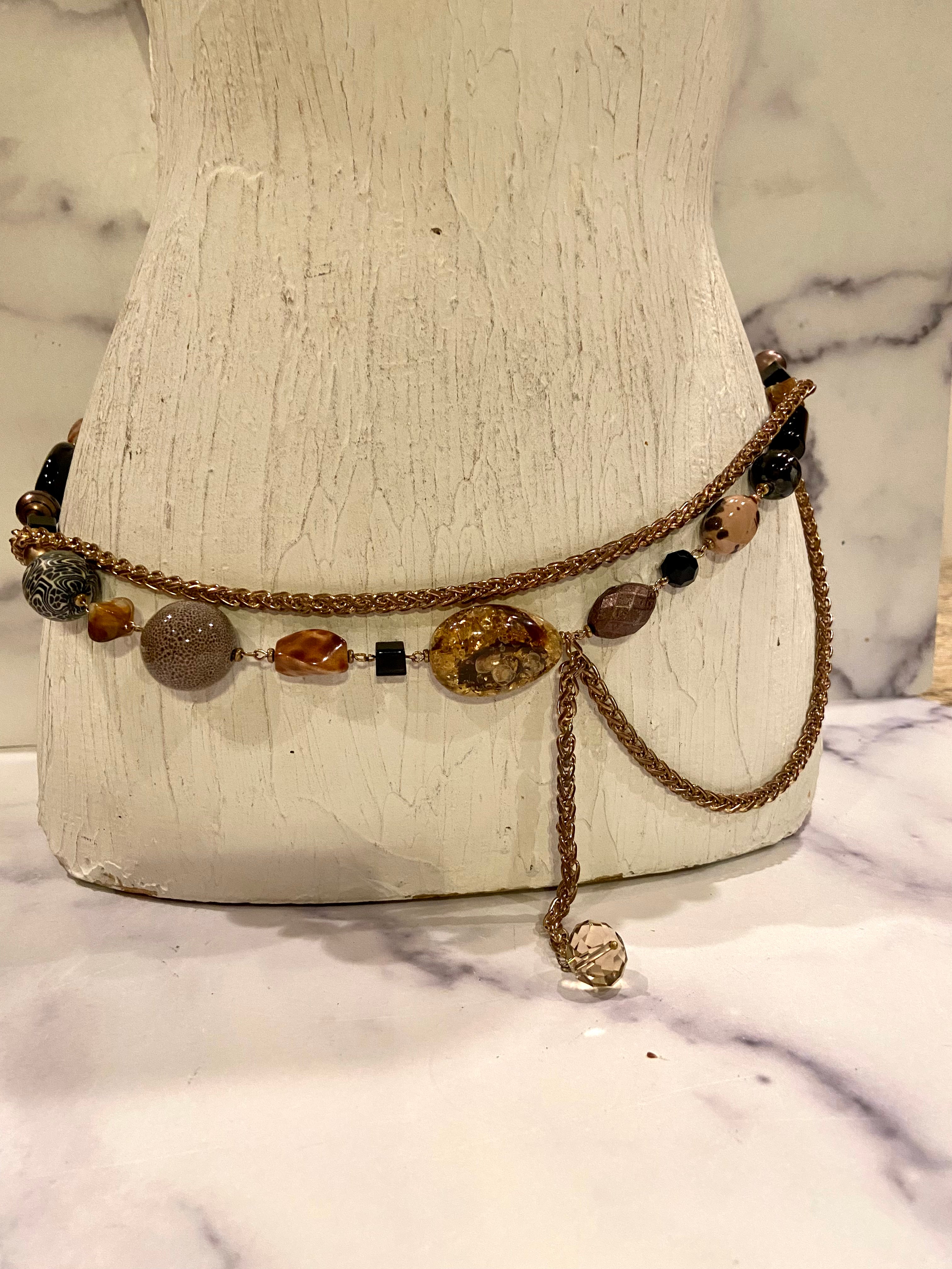Metallic tone &  beads belt