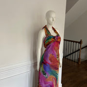 Custom Silk Halter Maxi Dress (M)