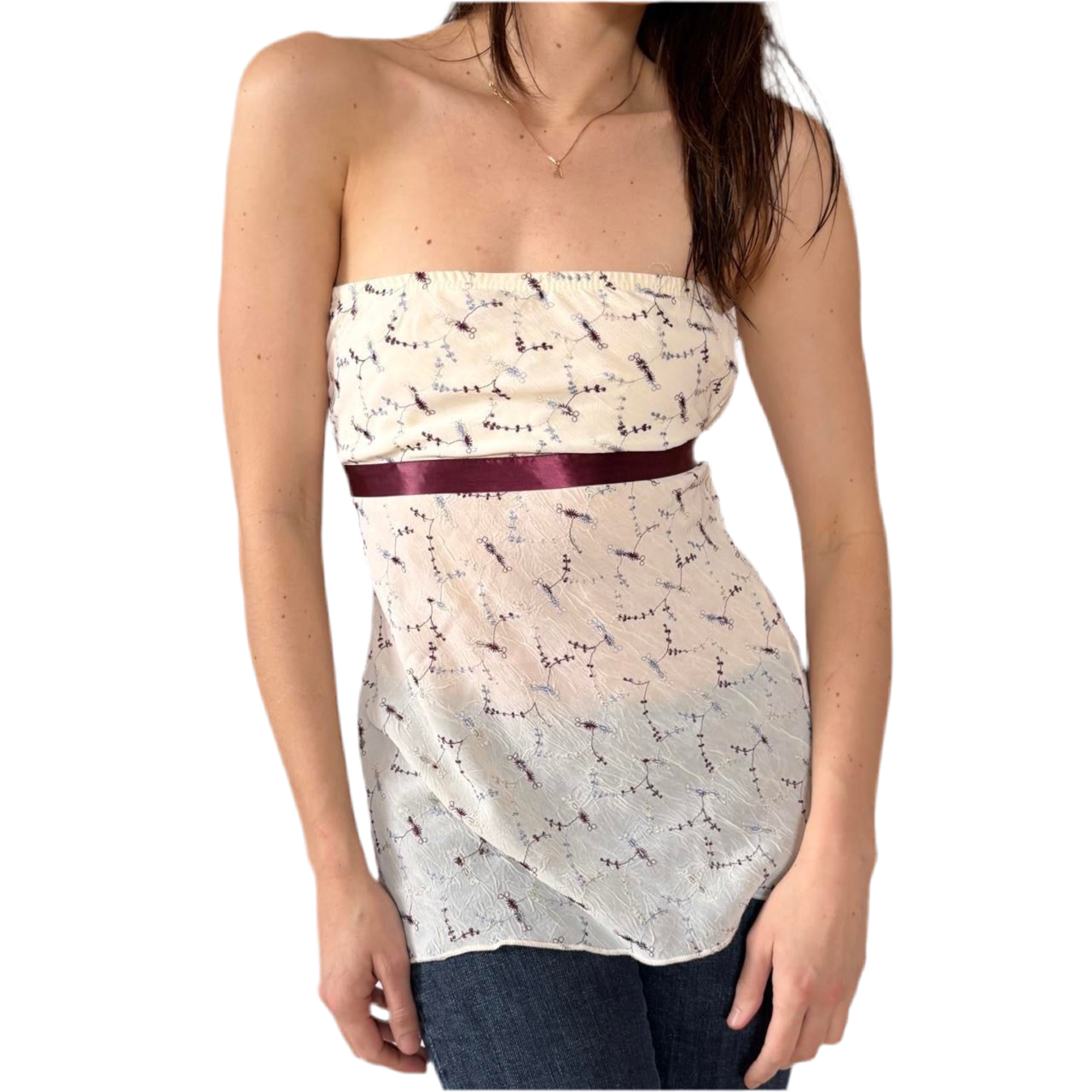 Y2K Strapless Ribbon Top (M)