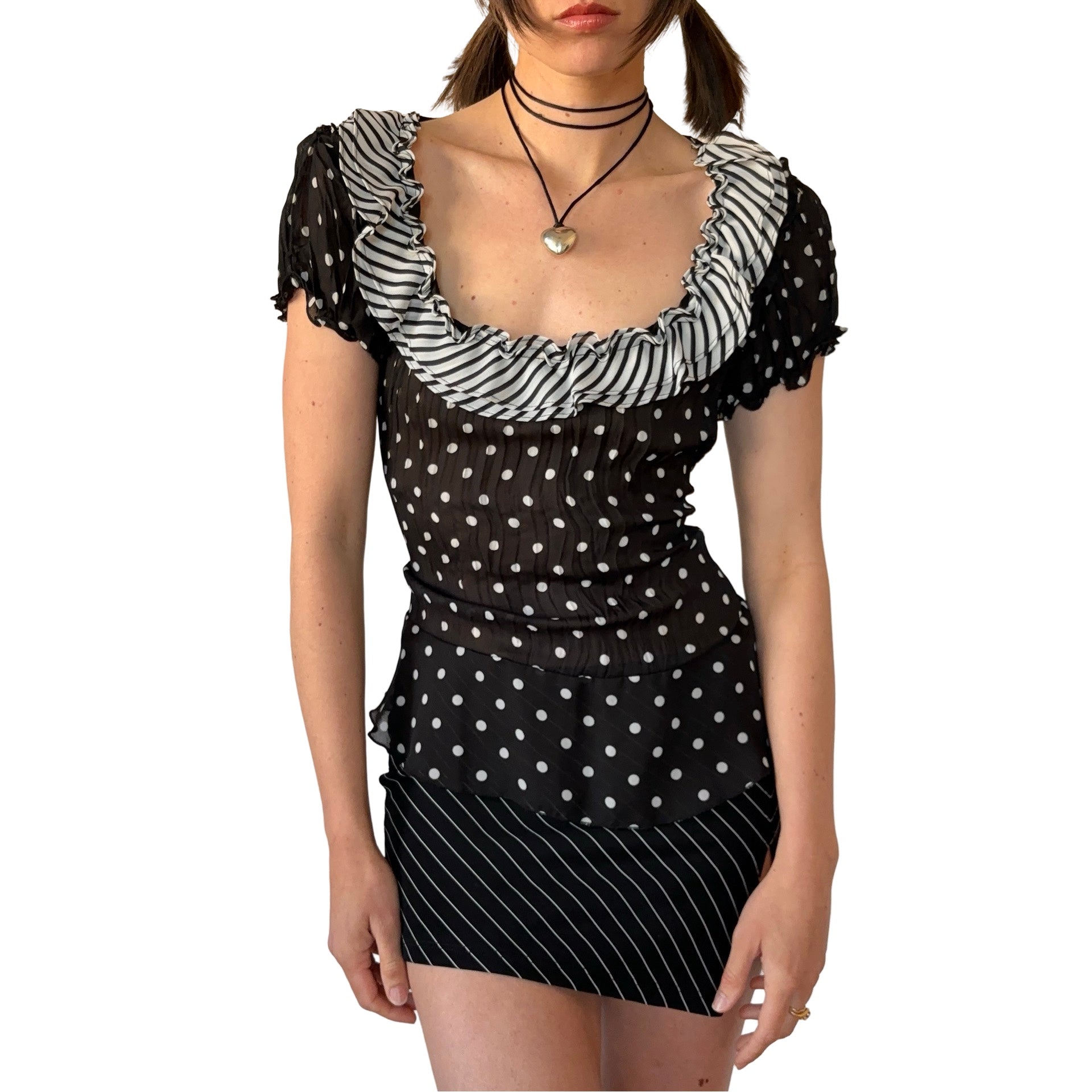 Y2K Polka Dot Blouse (M/L)