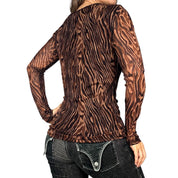 Vivienne Tam Tiger Print Mesh Top (L)