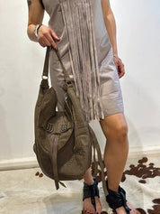 Vintage Avant Garde Suede Fringe Shift Mini Dress (EU 38 GB 10)