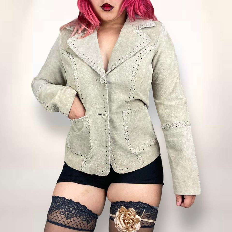 2000s Suede Blazer Jacket (Medium)