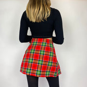 1970s Red Plaid Mini Skirt (XS)