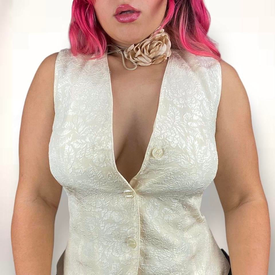 90s Express Ivory Silk Vest (Medium)