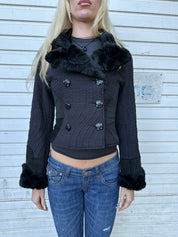 Vintage Custo Barcelona Black Cropped Coat (XS)