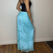 Italian Vintage blue sequin maxi skirt (S/M)