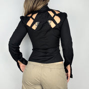 Caché Beaded Cutout Button Down (S)