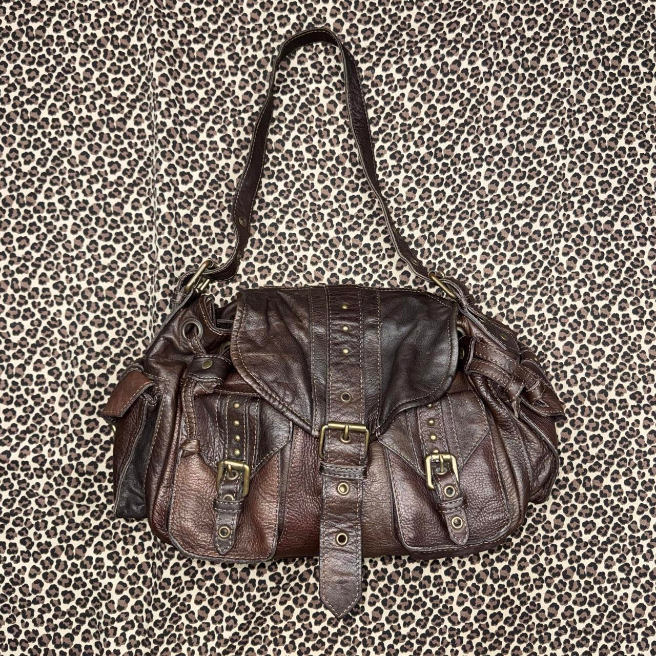River Island Vintage Brown Leather Satchel Bag