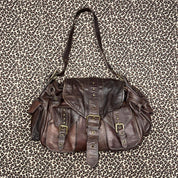 River Island Vintage Brown Leather Satchel Bag