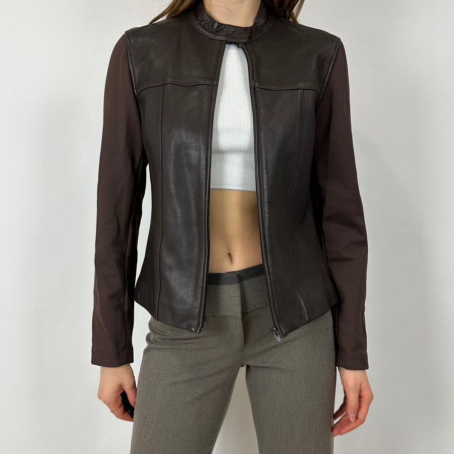 90s Brown Leather Jacket (S/M)
