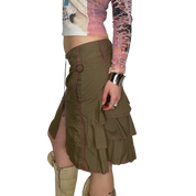 Y2K Grunge Zipper Midi Skirt (M)