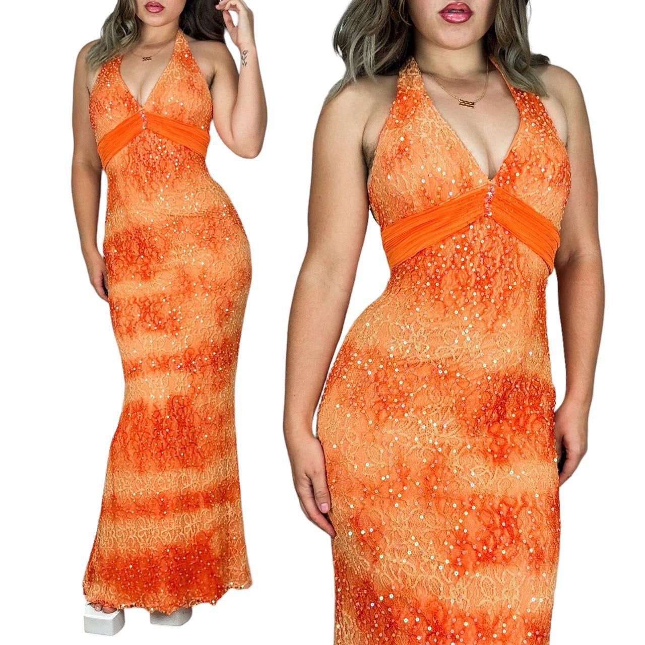 Y2K Creamsicle Lace Prom Dress (XS)