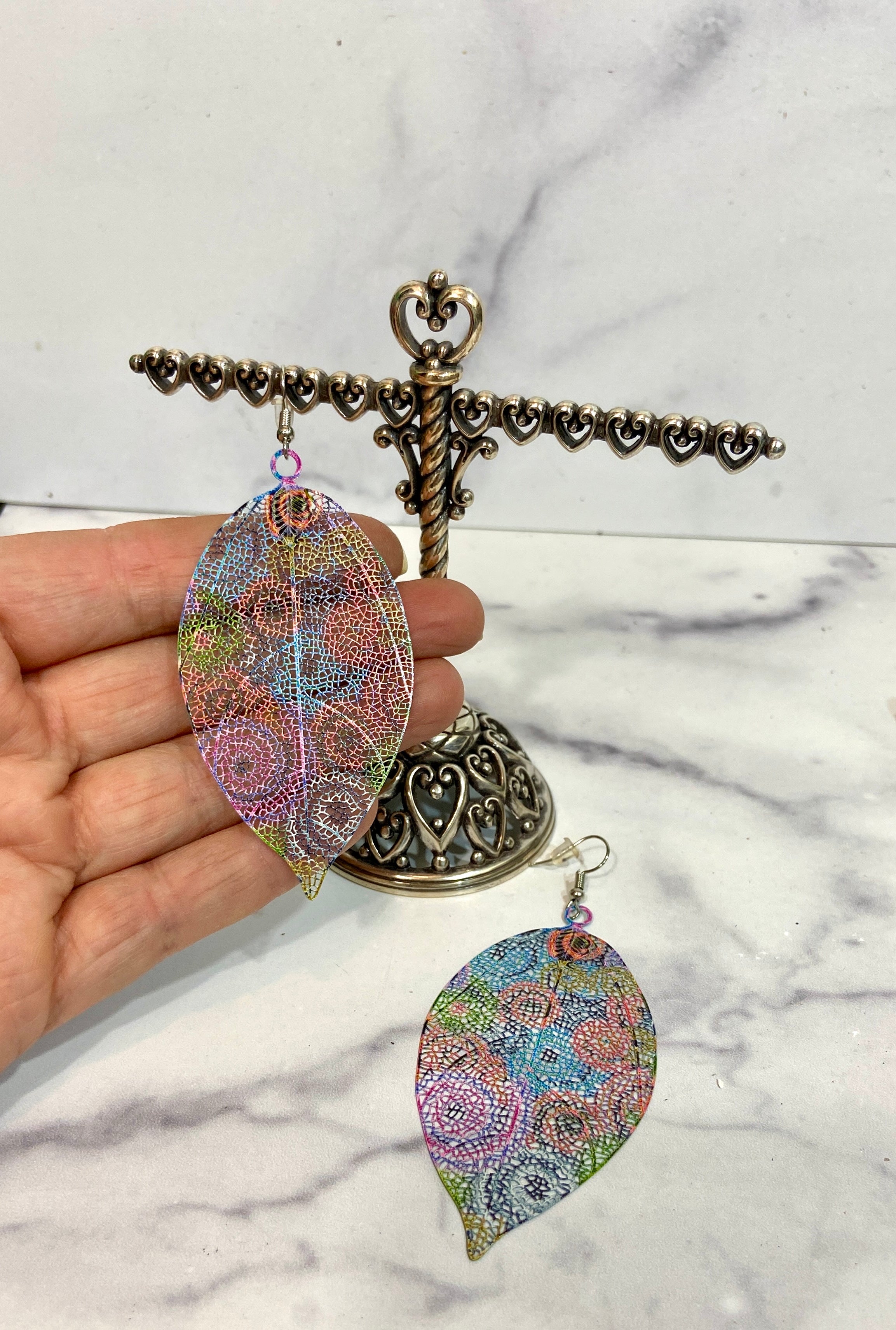 Rainbow leaves earring