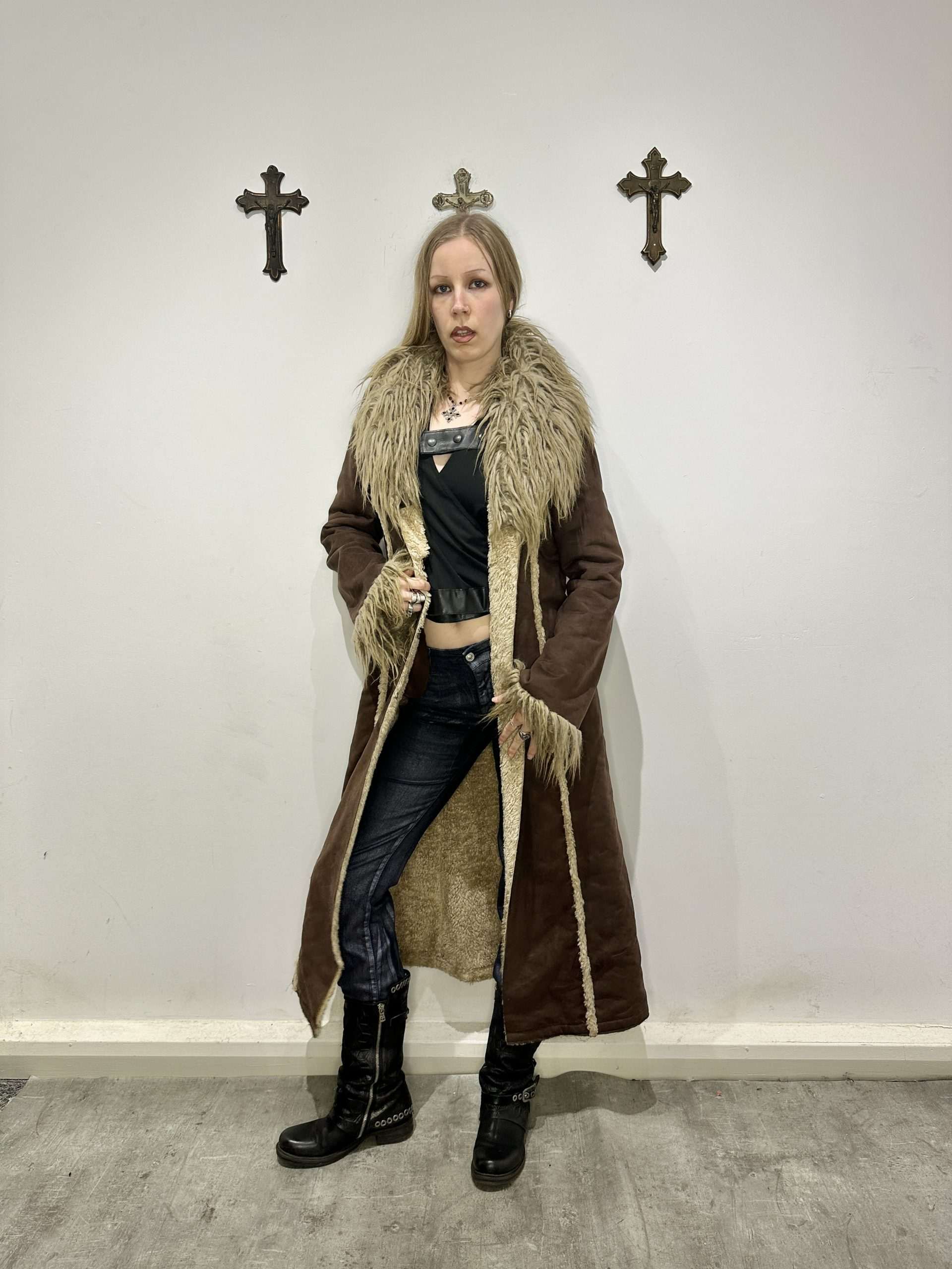 Y2K 2000s Miss Sixty Afghan Faux Fur Coat (S/M)